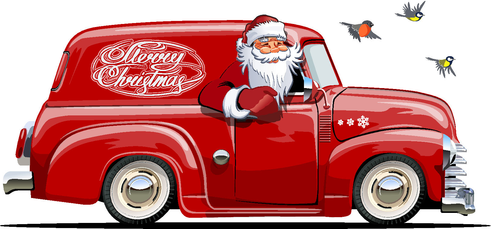 Roter Lieferwagen vom Weihnachtsmann.